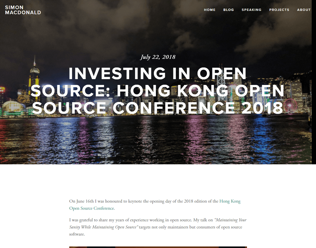 （只有英文）INVESTING IN OPEN SOURCE: HONG KONG OPEN SOURCE CONFERENCE 2018