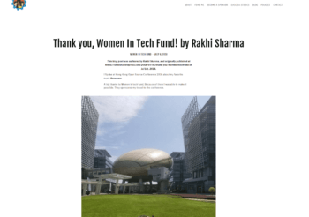 （只有英文）Thank you, Women In Tech Fund! by Rakhi Sharma